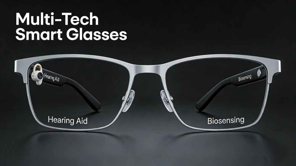 Smart Glasses with Hearing Aid & Biosensing