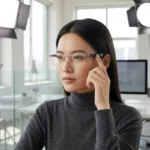 a girl wears a ZH800 Smart Audio Optical Glasses